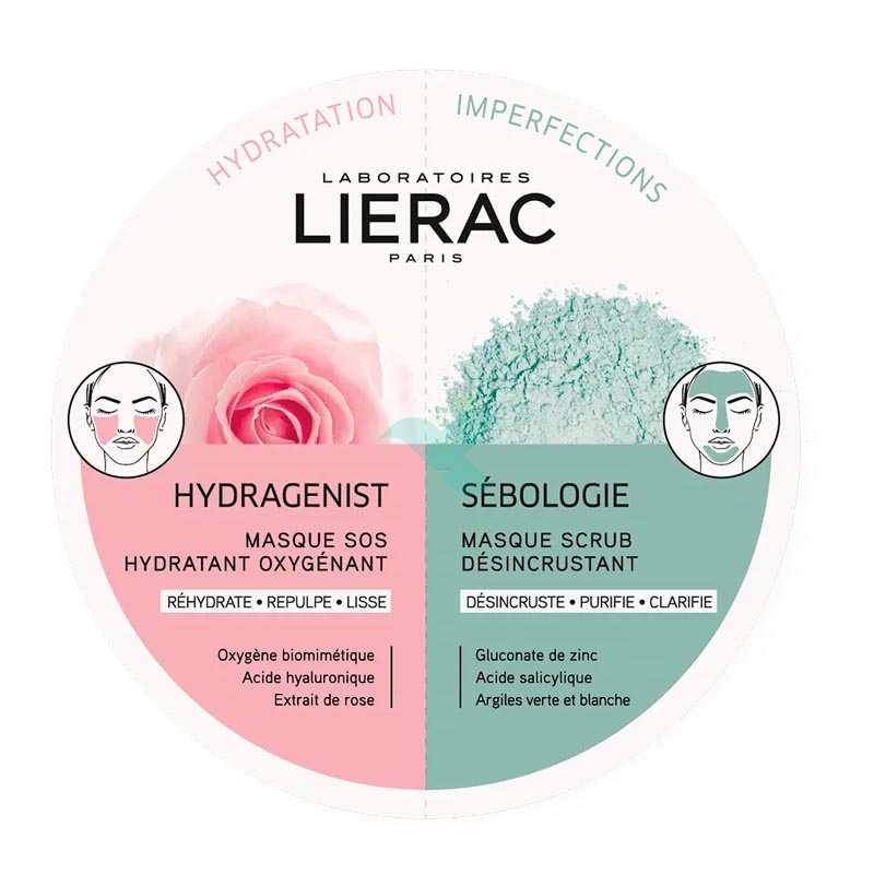 Lierac Linea Hydragenist+Sébologie Duo Mask Maschera SOS Idratante + Purificante