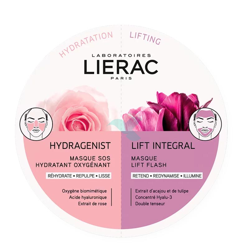 Lierac Linea Hydragenist+Lift Integral Duo Mask Idratante Liftante 2 Maschere