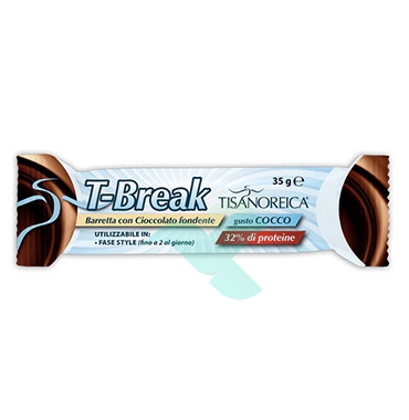 Tisanoreica 2 Linea Style T-Break Barretta Cioccolato Fondente Gusto Cocco 35 g