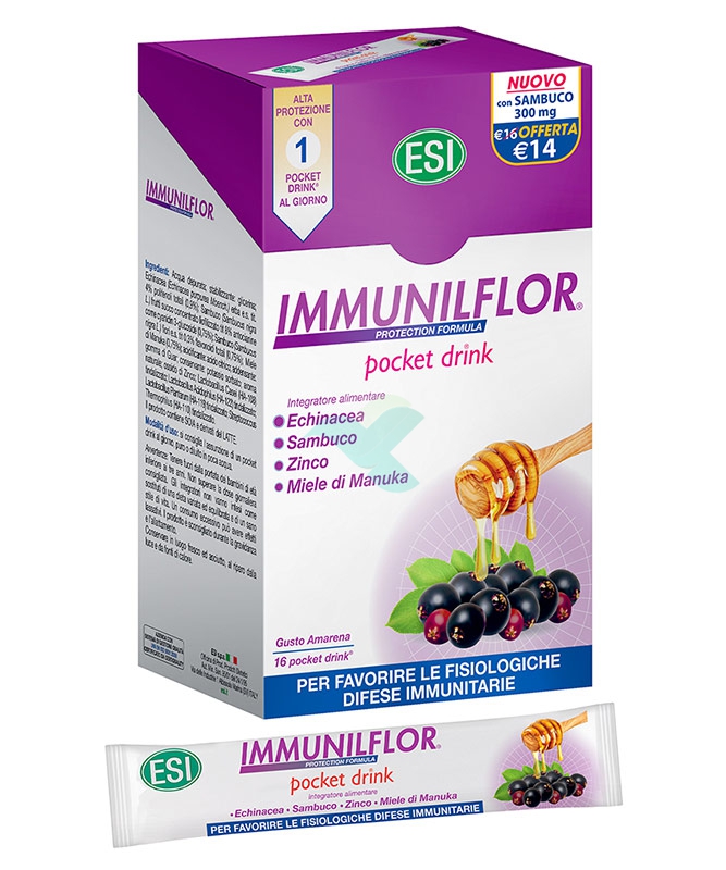 Esi Linea Immunilflor Difese Immunitarie Pocket Drink Integratore 16 da 20 ml