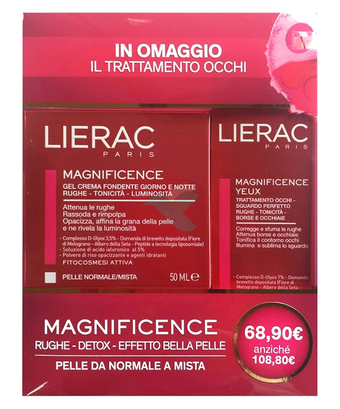 Lierac Linea Magnificence Cofanetto Gel Crema Fondant + Siero Occhi Pelli Miste